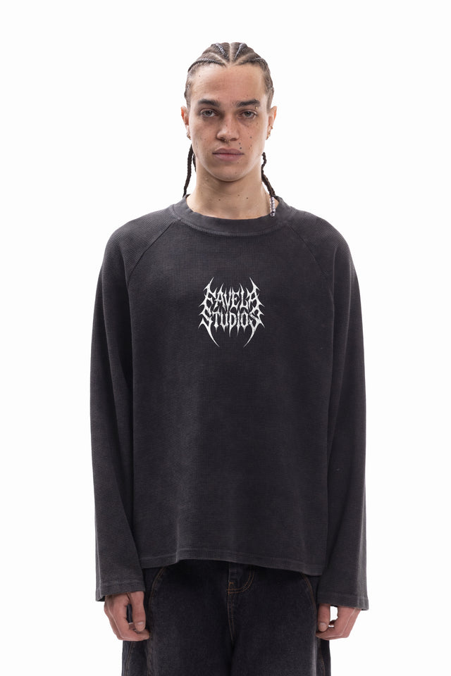 FAVELA STUDIOS WAFFLE LONGSLEEVE BLACK WASHED