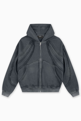 CUTLINE BLACK WASHED FRONTZIP
