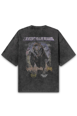 WEAKNESS BLACK WASHED DISTRESSED T-SHIRT