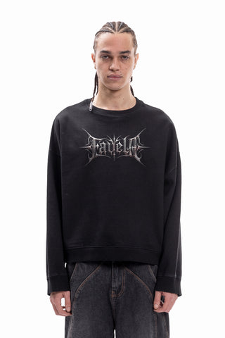WORLDTOUR DISTRESSED BLACK BOXY CREWNECK