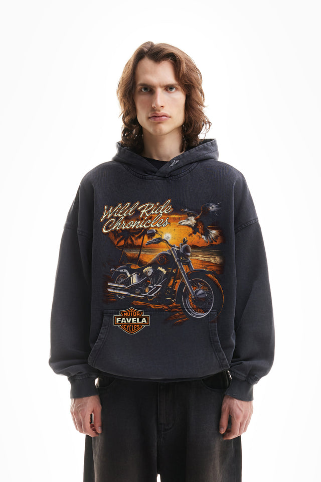 %WRC BLACK WASHED HOODIE%