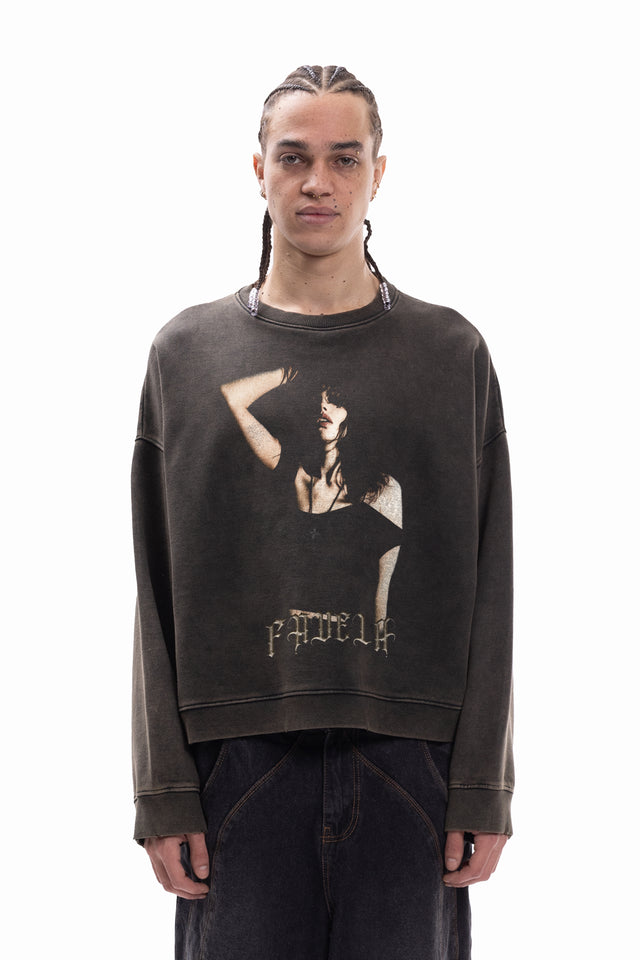 ECSTASY ANTHRA BOXY CREWNECK