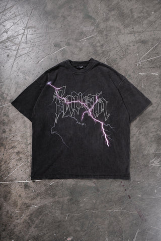 BOLT BLACK WASHED DISTRESSED T-SHIRT