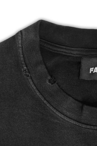 DEFLECTIVE BOXY DISTRESSED DISTRESSED BLACK WASHED T-SHIRT