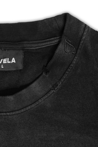 DEFLECTIVE BOXY DISTRESSED DISTRESSED BLACK WASHED T-SHIRT