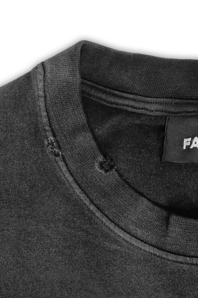 CHROME CROSS DISTRESSED BLACK WASHED T-SHIRT