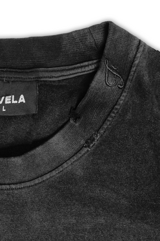 FAVELA WALL BOXY DISTRESSED BLACK WASHED T-SHIRT