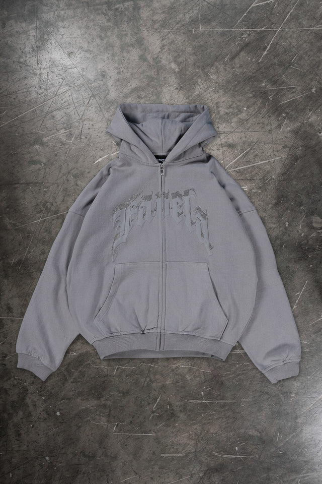 AVES RHINESTONE GRAY PA FRONT ZIP