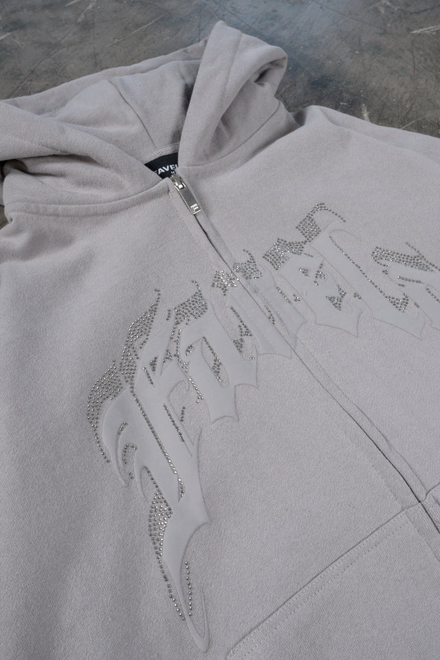 AVES RHINESTONE GRAY TR FRONT ZIP