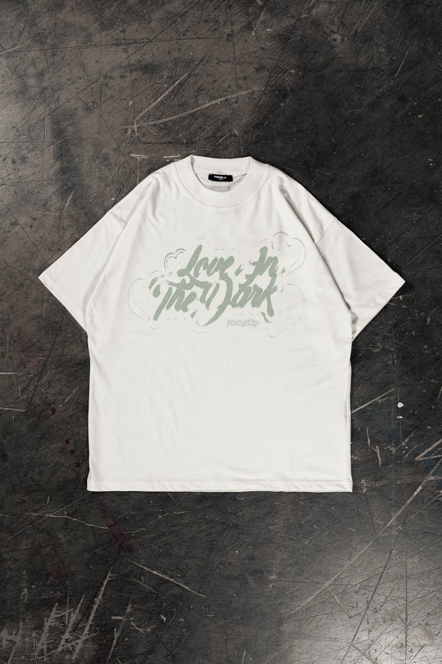 LOVE IN THE DARK VANILLA / OFF WHITE DISTRESSED T-SHIRT