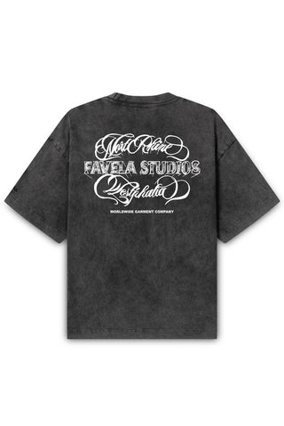 NORTH RHINE BLACK WASHED DISTRESSED T-SHIRT