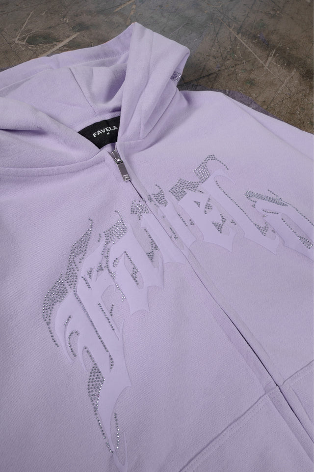AVES RHINESTONE PASTEL PURPLE FRONT ZIP