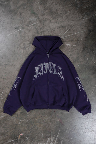 RIBCAGE RHINESTONE PLUM FRONT ZIP