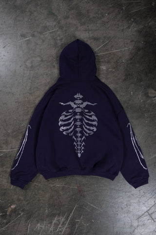 RIBCAGE RHINESTONE PLUM FRONT ZIP