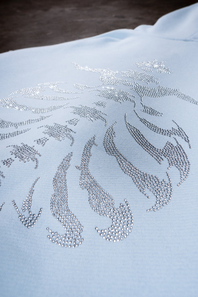 RIBCAGE RHINESTONE ICE WATER FRONT ZIP