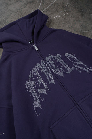 RIBCAGE RHINESTONE PLUM FRONT ZIP