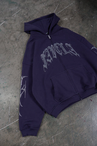 RIBCAGE RHINESTONE PLUM FRONT ZIP