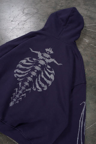 RIBCAGE RHINESTONE PLUM FRONT ZIP