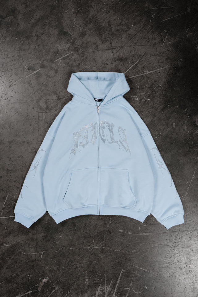 RIBCAGE RHINESTONE ICE WATER FRONT ZIP