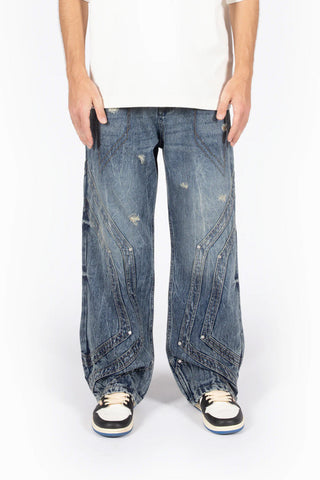 HEAVY CUTLINE BLUE WAVE WASH DENIM