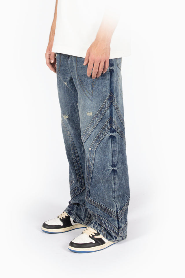 HEAVY CUTLINE BLUE WAVE WASH DENIM