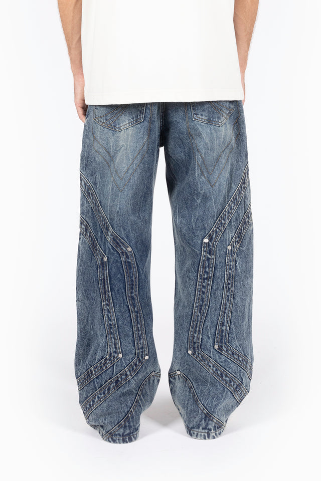 HEAVY CUTLINE BLUE WAVE WASH DENIM