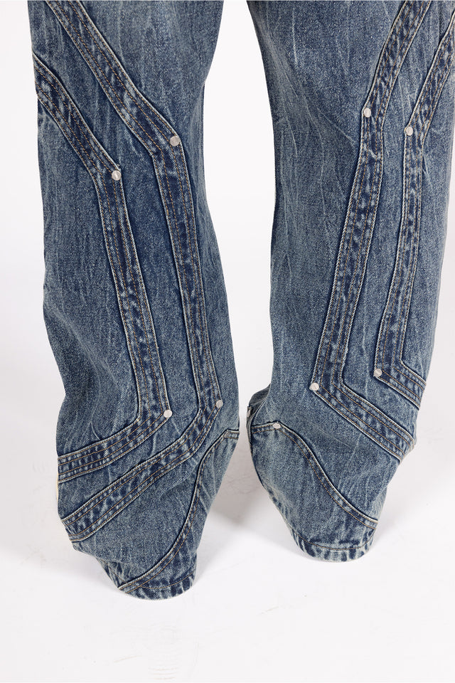 HEAVY CUTLINE BLUE WAVE WASH DENIM