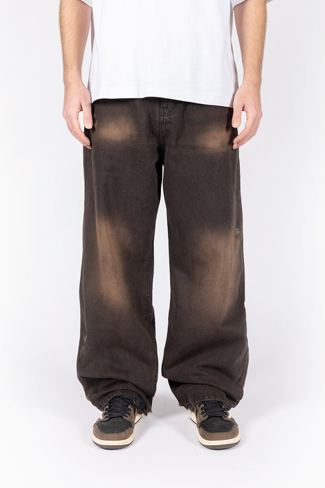 HEAVY BAGGY REGULAR BROWN DENIM