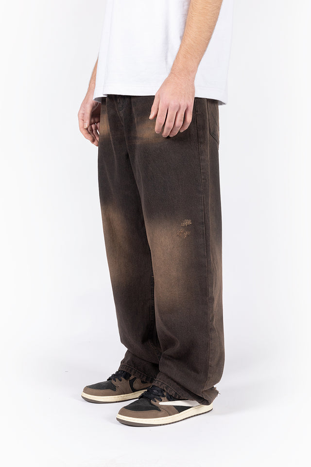 HEAVY BAGGY REGULAR BROWN DENIM