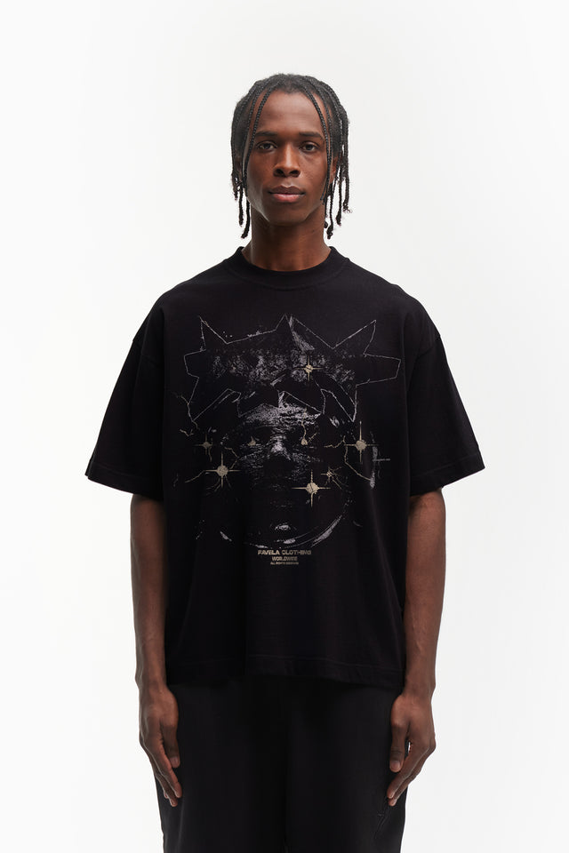 STONE BLACK DISTRESSED T-SHIRT