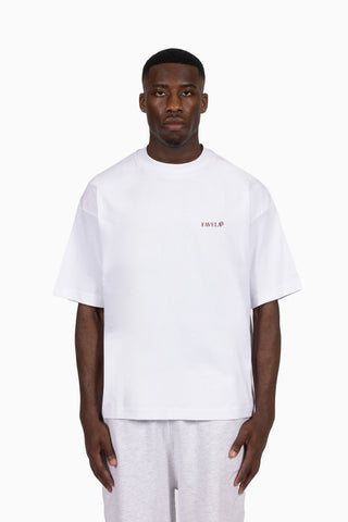 TYPOGRAPHY WHITE DISTRESSED T-SHIRT