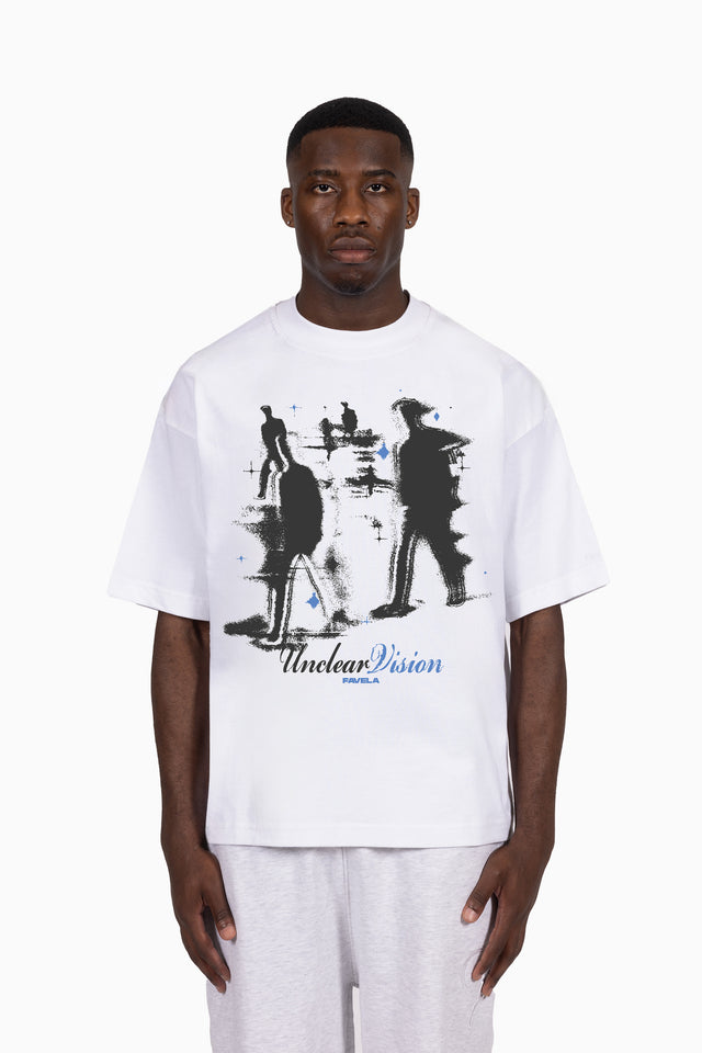 UNCLEAR VISION WHITE DISTRESSED T-SHIRT