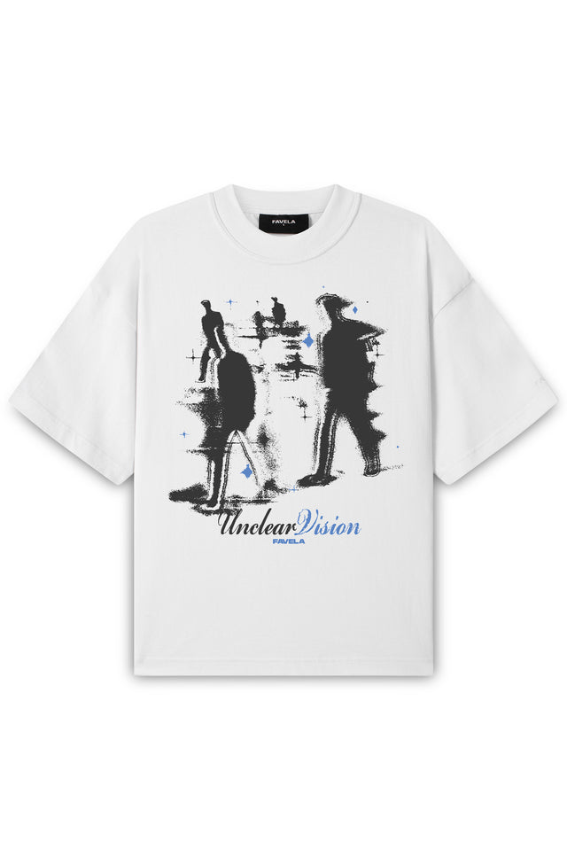 UNCLEAR VISION WHITE DISTRESSED T-SHIRT