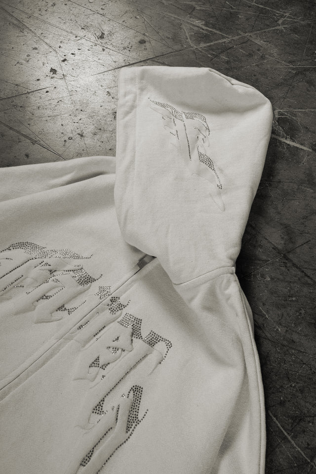 AVES RHINESTONE VANILLA FRONT ZIP