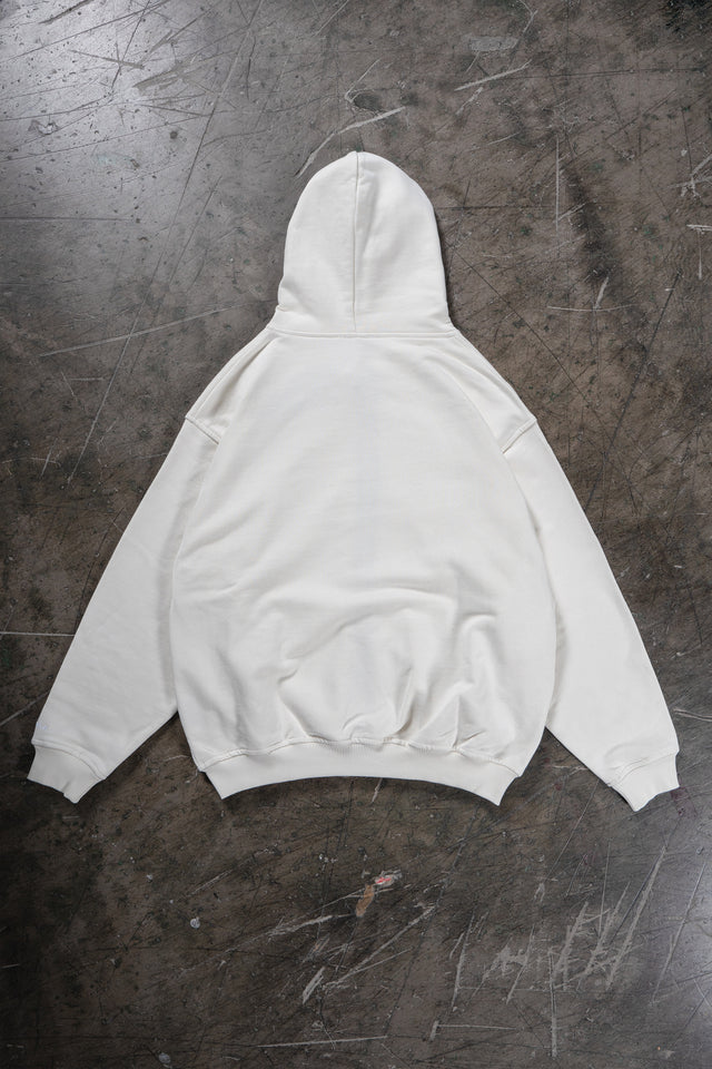 Off White Zip Hoodie with Print