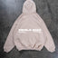 Almond brown streetwear zip hoodie with Favela 2023 backprint