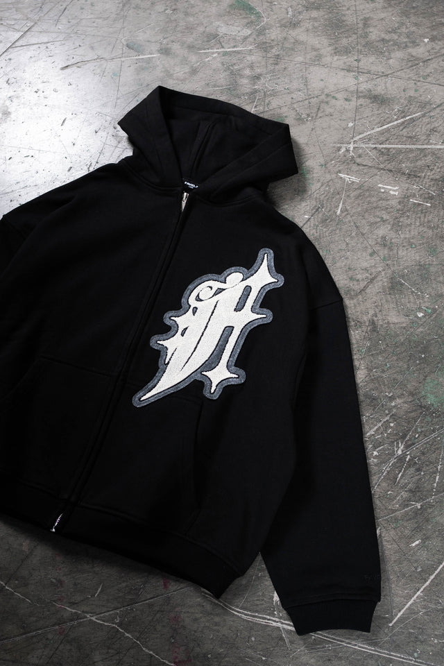 BIG F BLACK FRONT ZIP