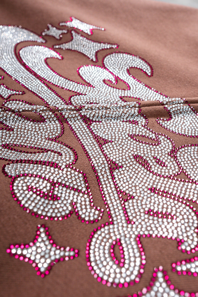 RHINESTONE 2015 BROWN FRONT ZIP