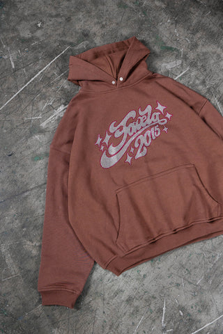 RHINESTONE 2015 BROWN SNAP BUTTON HOODIE