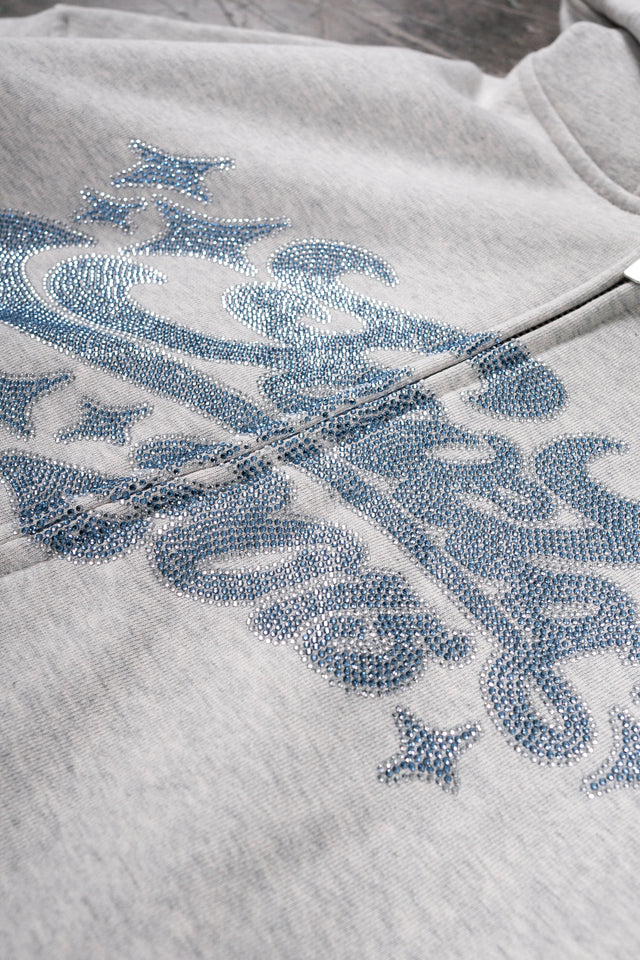 RHINESTONE 2015 LIGHT GRAY MELANGE FRONT ZIP