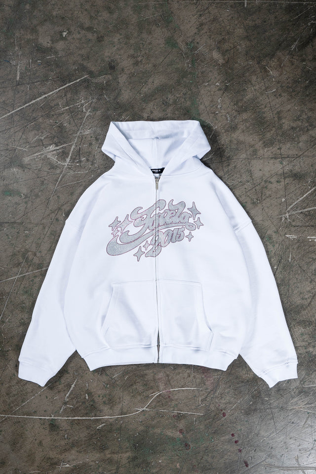 RHINESTONE 2015 WHITE FRONT ZIP