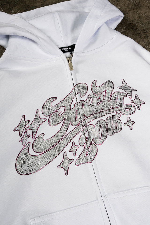 RHINESTONE 2015 WHITE FRONT ZIP