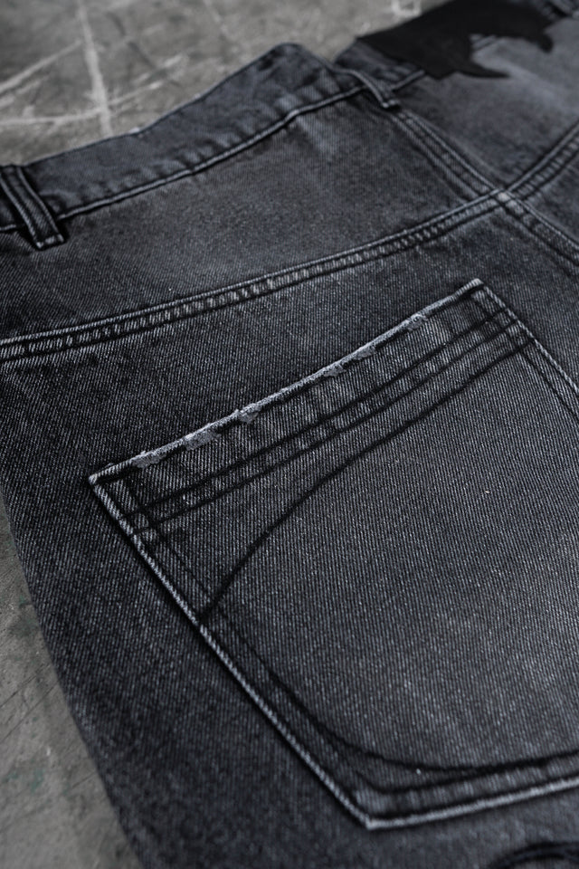 FAVELA FAVELA EMBROIDERY BLACK WASHED DENIM