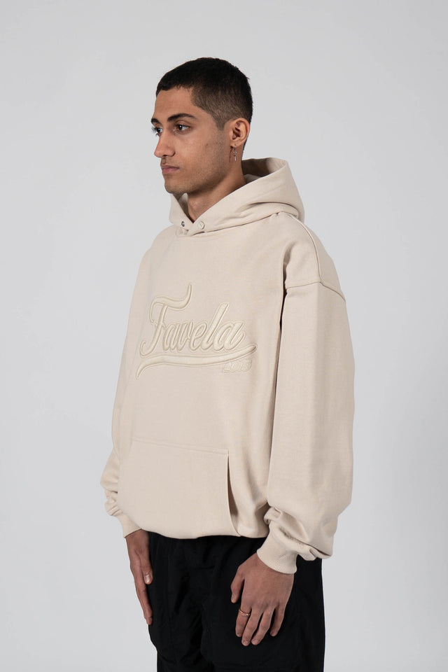 Oatmeal coloured Snap Button Hoodie by Favela Clothing