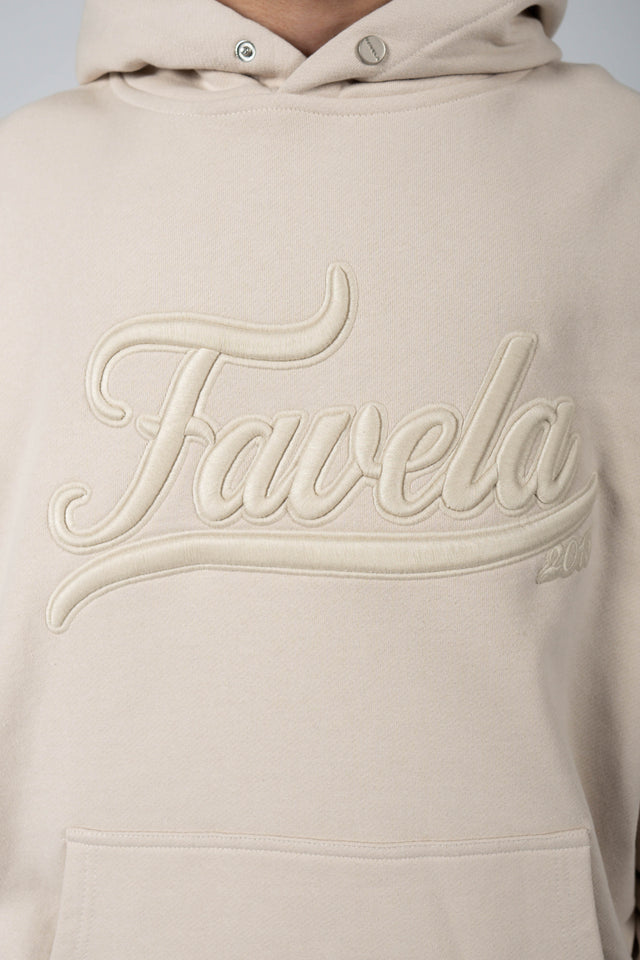 3D Signature Logo on Oatmeal coloured Snap Button Hoodie