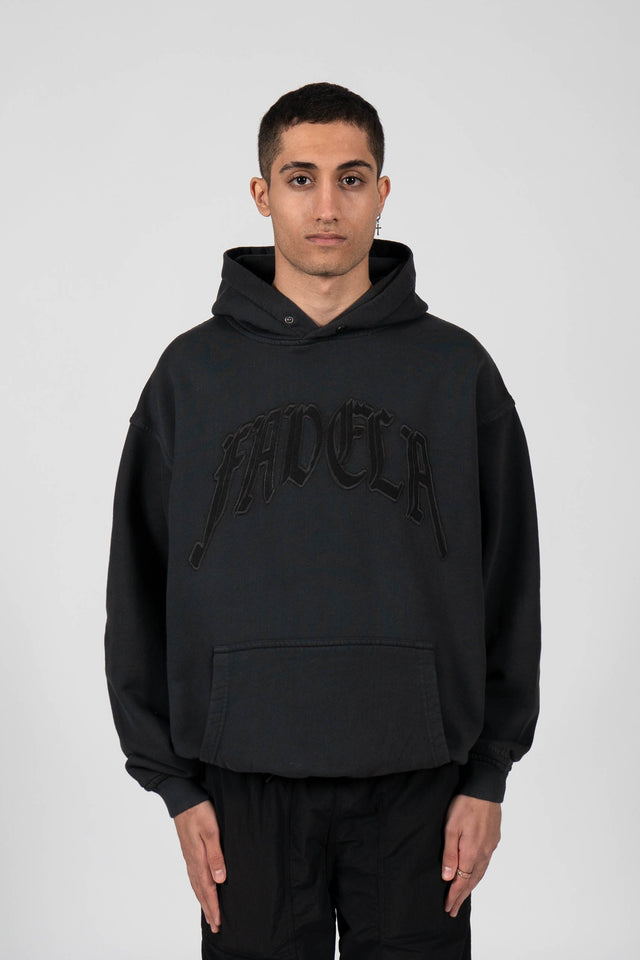 HIGH VINTAGE BLACK SNAP BUTTON HOODIE