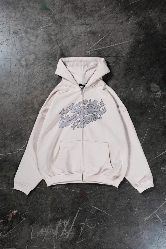 RHINESTONE 2015 OATMEAL FRONT ZIP