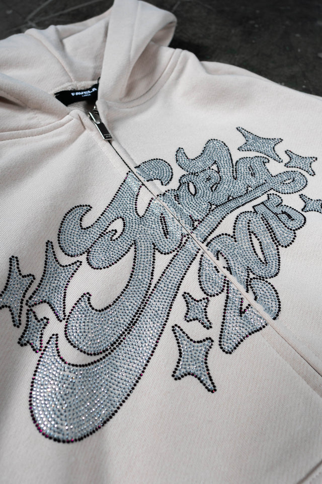 RHINESTONE 2015 OATMEAL FRONT ZIP