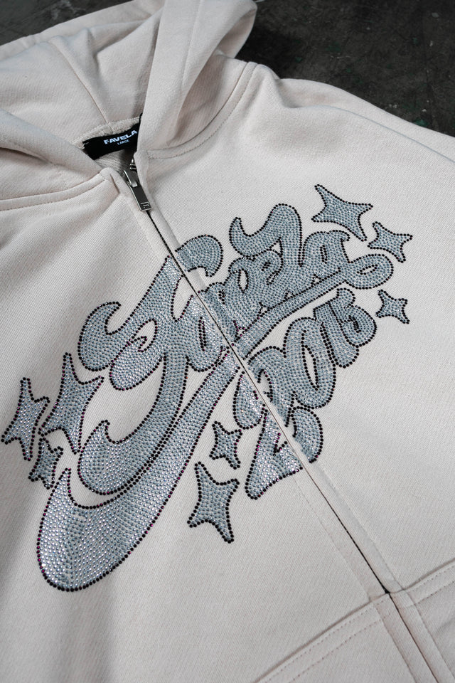 RHINESTONE 2015 OATMEAL FRONT ZIP