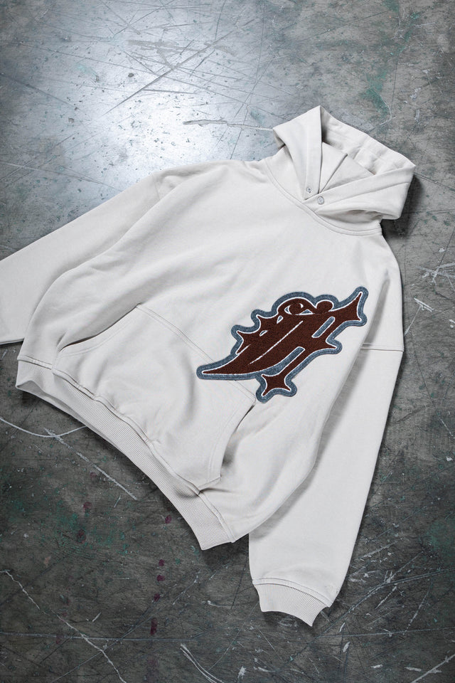 BIG F TAUPE SNAP BUTTON HOODIE